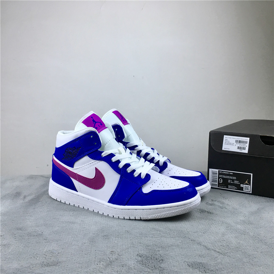 2019 Air Jordan 1 Mid Blue White Purple Shoes